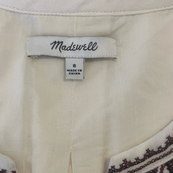 MADEWELL SUNCOAST EMBROIDERED SHIFT DRESS BRIGHT IVORY SIZE 8 100% COTTON - Picture 15 of 16